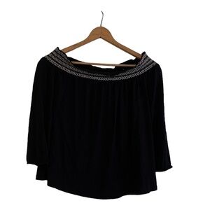 Old Navy Black Off-Shoulder Long Sleeve Blouse Size Small